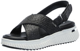 DKNY Women's Malai Woven Crisscross Slingback Platform Sandal Slide, Black, 9